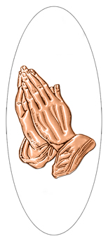 332 D516-516-CP-WT Copper Praying Hands White